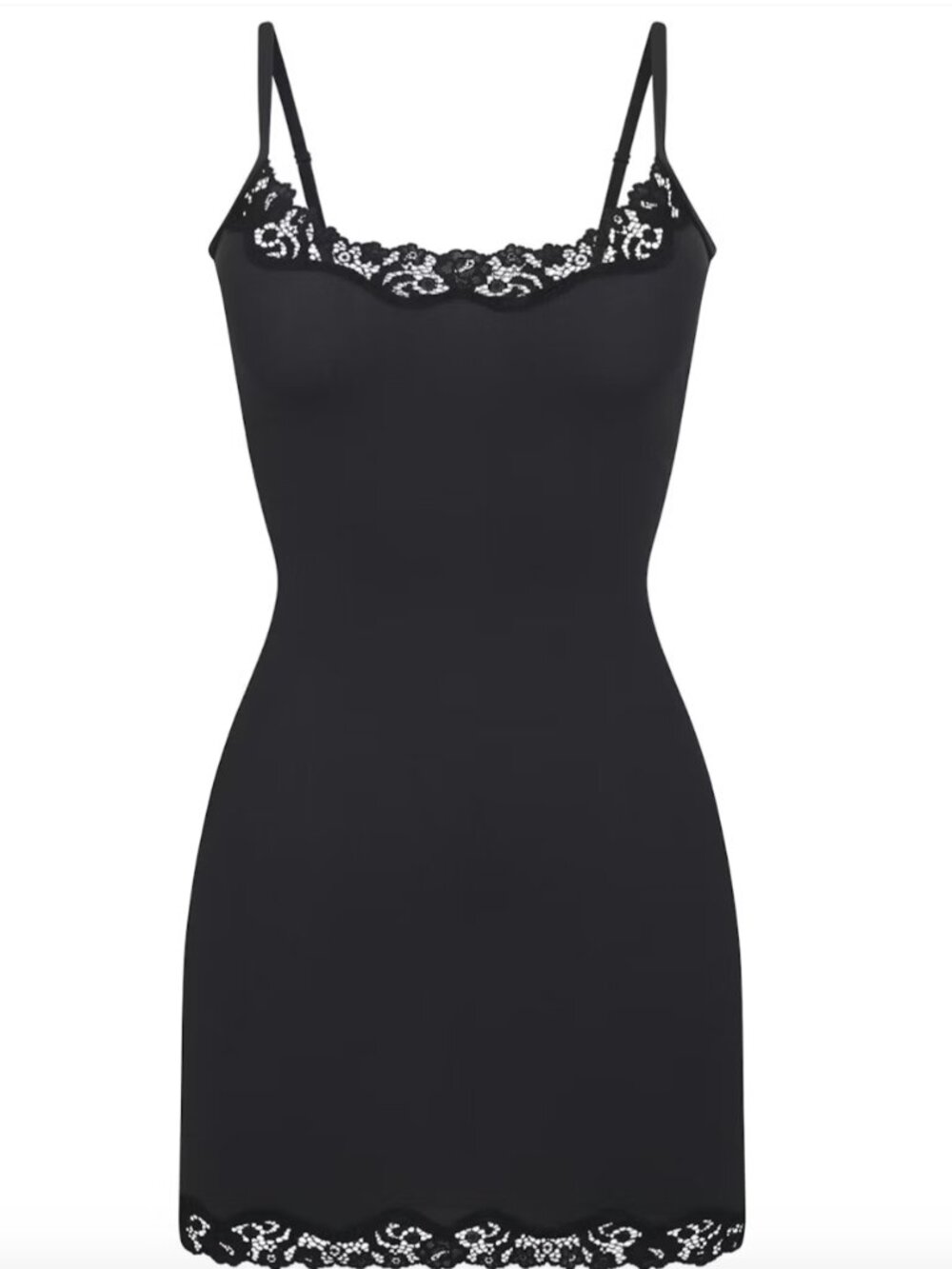 NWT SKIMS Fits Everybody Lace Slip Dress Onyx - L